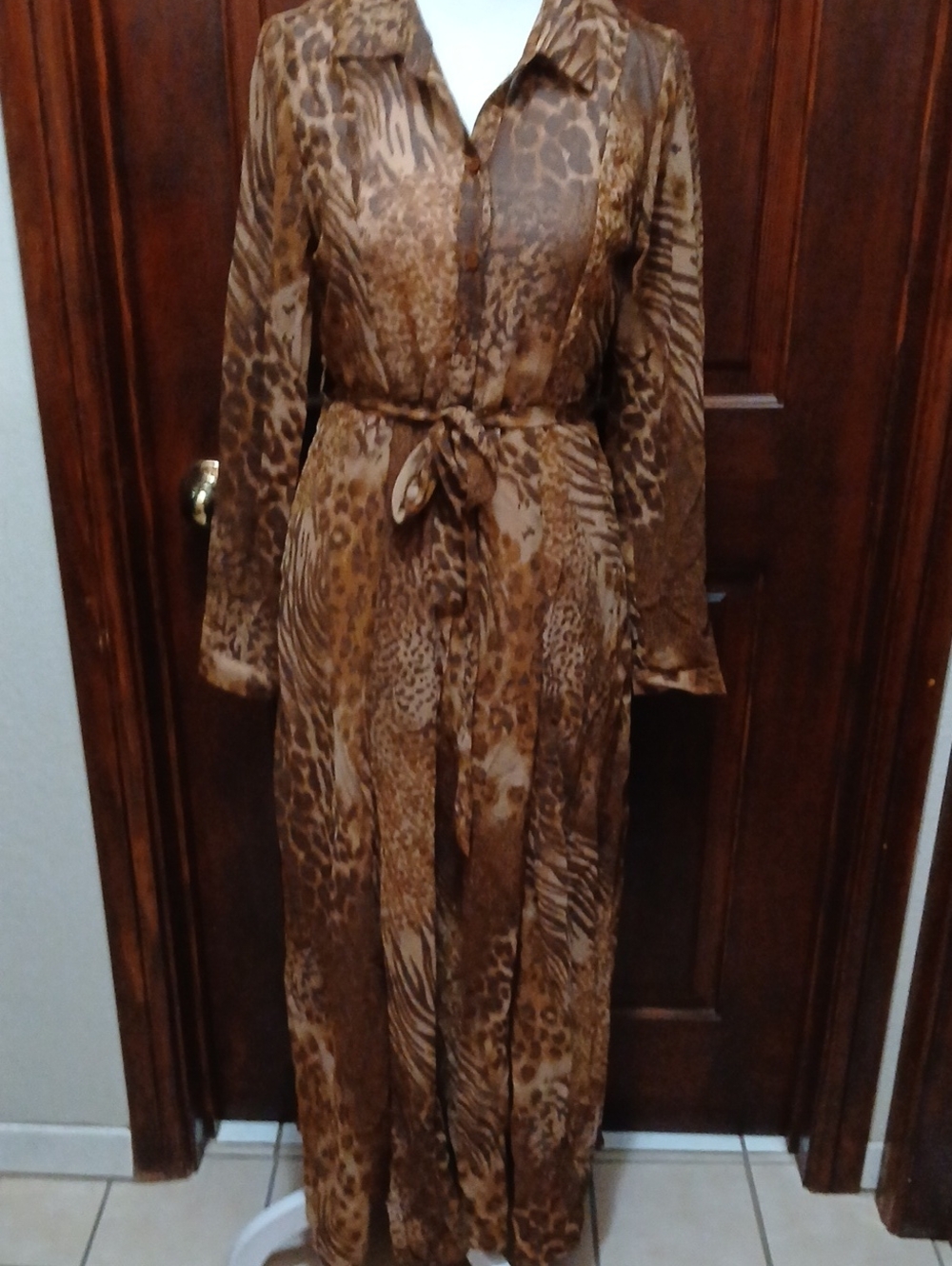 Women's Animal Print Button Down Dress